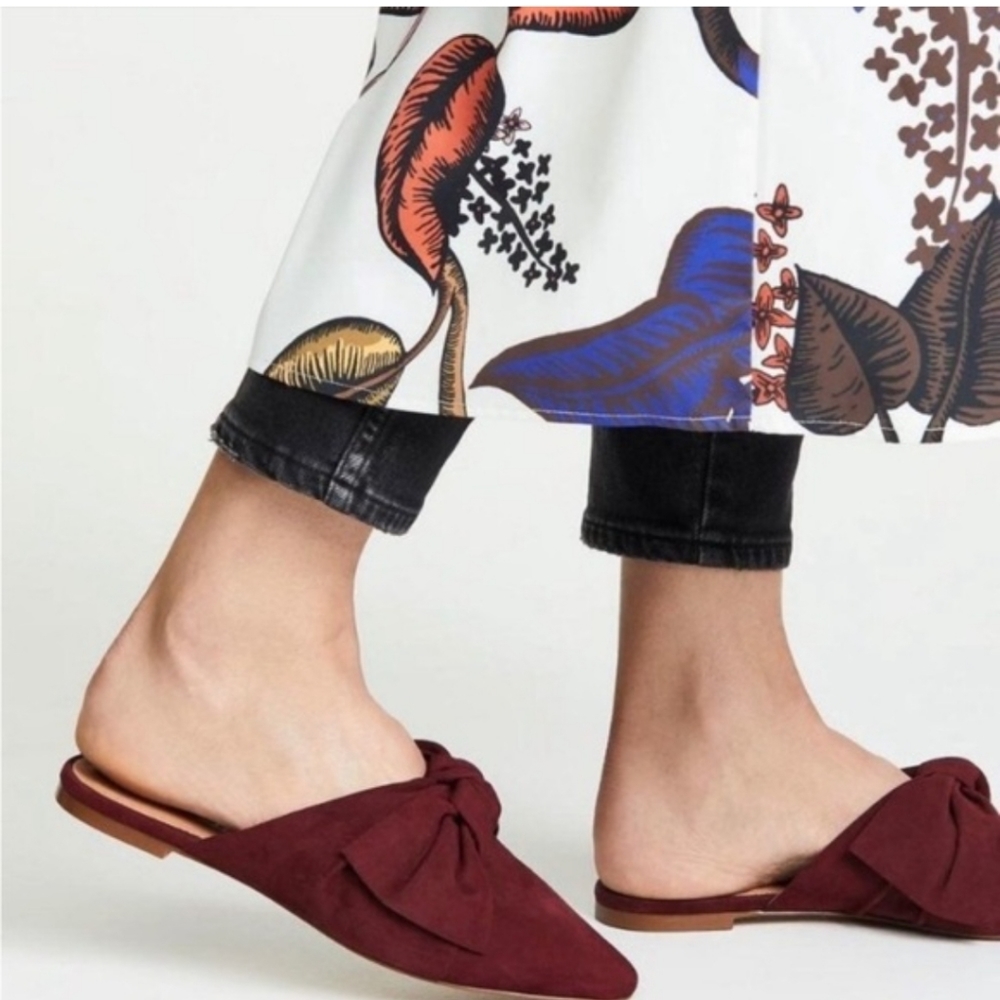 Madewell Burgundy The Remi Bow Mule Slides sz 7
